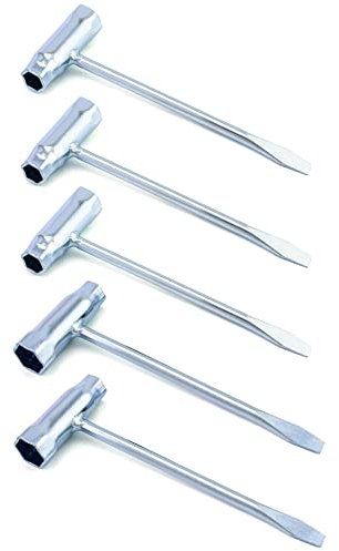 QWORK Combination Screwdriver & Wrench, 5-Pack 13 x 19mm Chainsaw Scrench T-Wrench Spanner Tool, for Saws Chains Nuts Spark Plug