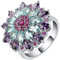 Ring Schmuck Egirl, Finger Ringe Frauen Silber Blume mit Multicolor Zirkonia Ringe für Frauen Weihnachten Größe 57 (18.1)