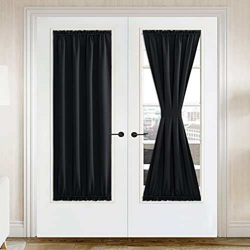 NICETOWN Tenda oscurante per porta, isolamento termico per la privacy, copertura per porta francese, per cucina, stanza, tende oscuranti, per patio, vetro anteriore, 106 x 182 cm, 1 pannello, nero