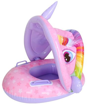 Baby-Schwimmkörper Aufblasbarer Baby-Pool-Schwimmer mit Sonnendach Baby-Schwimmkörper zum Schwimmen Kleinkind-Pool-Schwimmer mit abnehmbarem Sonnenschirm für Kinder Jungen Mädchen (Pink)