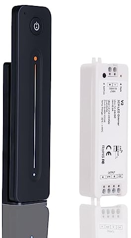 JOYLIT CCT LED Controller mit Fernbedienung, 5A*2CH 2.4GHz RF CCT Controller Dimmer für 12V 24V Dual Weiß LED Streifen, Magnetische Wandmontage LED Strip Controller Touch Remote
