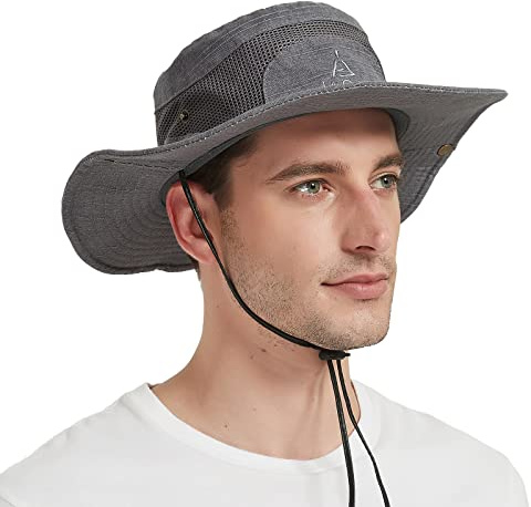 Bigoco UV Schutz Sonnenhut Herren Baumwolle Faltbar Safarihut Sommerhut | Outdoor Fischerhut Buschhut mit breiter Krempe, Faltbarer Gartenhut und Wanderhut Boonie Hat für Safari, Damen und Herren.