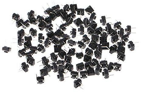 100 Stück 6 X 6 X 5 Mm 2-poliger Mikro Moment Drucktaster Taktiler Schalter Druckknopfschalter Ein/Aus Wasserdicht Kurzzeitige LED Steuerung Wipphebelgriff Start Stopp Taktiler Dimmer Sensor