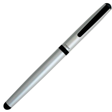OHTO CR02 Keramik-Tintenroller 0,5 mm feine Spitze, mitteldickes Aluminiumfass mit Messingkomponenten, mattsilber, nachfüllbare schwarze Tinte auf Wasserbasis, CR02-05-MSV