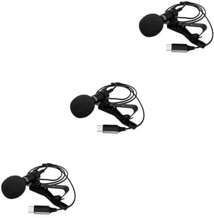 OSALADI 3pcs Mini Lavalier Microphone Condenser Microphone Clip Mic for Smartphone Phone Recording Mic Pu Bag for Asmr Gaming