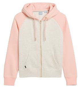 Superdry Damen Essential Baseball Zip Hoodie Sweatshirt, Rosa (Pale Rose/Light Oat Marl), 34