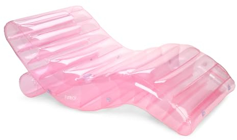 FUNBOY Riesige aufblasbare Luxus-Chaiseliege, transparent, blassrosa, Stuhl, Pool-Schwimmer für Erwachsene, transparentes Seeglas-grünes Material, perfekt für eine Sommer-Pool-Party