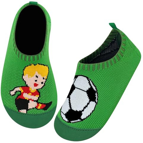 Kyopp Hausschuhe Kinder für Junge mädchen Atmungsaktive Hüttenschuhe Barfußschuhe Kinder Rutschfest Pantoffeln (Fußball-Junge 28/29EU)