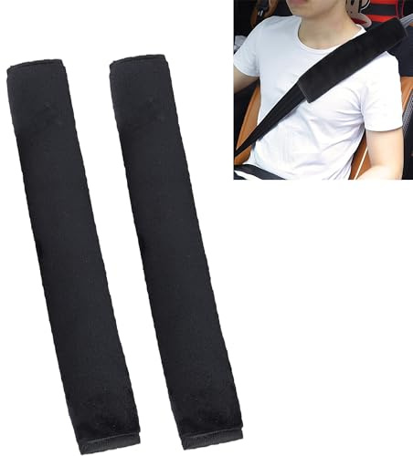 2PCS Juttzzei Voiture Protege Ceinture de Sécurité Coussin, 15,7/40cm Protection Ceinture de Sécurité pour Enfants et Adultes Protéger Cou/Epaules, Coussin Ceinture Voiture Enfant en Peluche - Noir