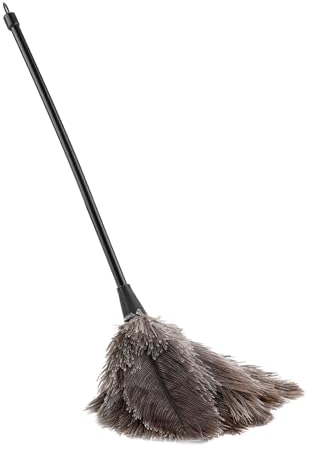 FLEXMAN Ostrich Feather Duster, Washable Reusable Handmade Ostrich Duster Brush with Hanging Hole for Books Keyboard Decorative Articles Office Home