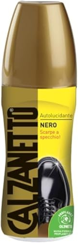 Generico Kit Pulizia Scarpe PROPLANET Calzanetto - Liquido Autolucidante per Pelle con Applicatore - Cromatina Marrone, Trasparente, Nera - Lucido Scarpe Rapido e Efficace. (Nero, 75ml)