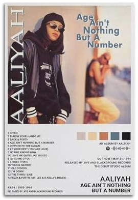 SZTIANCAI Aaliyah-Poster, Motiv: Age Ain't Nothing But A Number Album, Poster, Schlafzimmer, Wohnzimmer, Wanddekoration, Poster, Ästhetik, Art-Deco, 30 x 45 cm, ungerahmt