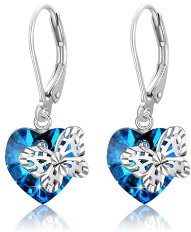 MEDWISE Schmetterling Ohrringe 925 Sterling Silber Herz Hängend Damen Kristall Ohrhänger Schmuck für Mädchen Ehefrau Freundin Tochter Mutter Geschenk Mama
