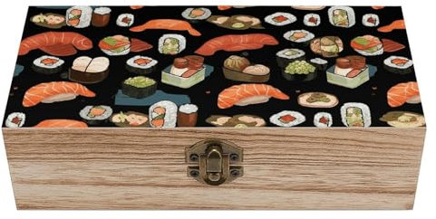 DWTJKMS Japanische Sushi-Aufbewahrungsbox aus Holz, große Aufbewahrungskörbe, dekorative Andenken-Box mit Scharnierdeckel, Frontverschluss, Holzboxen zum Basteln, Vintage-Schmuckkästchen, Holz,