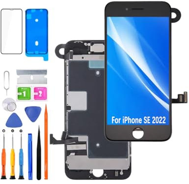 HLYGZX Display for iPhone SE 2022 Screen Replacement A2783 A2595 LCD Display Digitizer,Front Camera, Proximity Sensor, Repair Accessories(Black)
