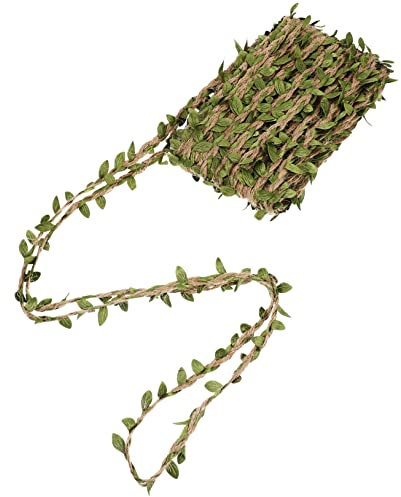 HAWILLOSCH 1rolle Imitierte Jute-Schnur Mit Blättern Lange Bastelschnur Für Natürliche Dekorationen Für Partys Geschenkverpackungen Und Kreative Projekte