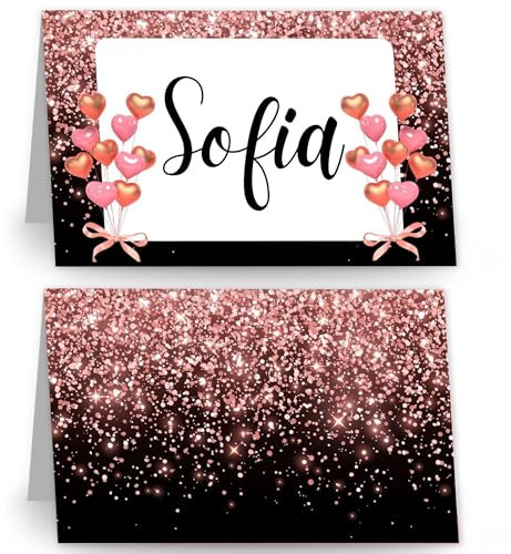 Marque Place Rose, 50 sets Cartes de Table élégant Les Anniversaire 18 Ans, Porte Nom Table de Réceptions Fêtes Evénements Cérémonie, Decoration Mariage Anniversaire Marque Place Noel
