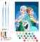 QDUODUO Eiskönigin Malen Nach Zahlen für Kinder und Erwachsene Anfänger, 40x50cm Groß Cartoon Eisa Anla Prinzessin Painting mit Leinwand Pinseln Acrylfarben, DIY Gemälde Kit für Mädchen ab 6 Jahre