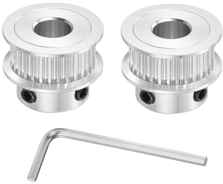 QUARKZMAN 2GT Riemenscheibe 30 Zähne 8mm Bohrung Aluminium Zahnriemenscheibe für 6mm Breite 30T Zahnriemen mit Sechskantschlüssel für 3D-Drucker, CNC, Umlenkrolle Pulley-2 Stück Silber
