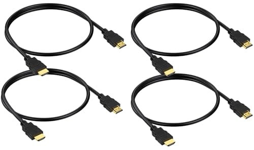 HDMI Cable 4-Pack, Short HDMI Cord 2FT, Shielded 4K HDMI Patch Jumper 2 FT With HDCP 2.2, HDR, 3D, eARC, ARC & CL3 Rated | for Splitter,Switch,TV, Laptop, Monitor, PS5, PS4, Xbox, Fire TV, Roku & More