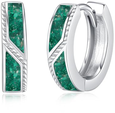 Malachit/Opal/Türkis/Abalone Ohrringe Creolen 925 Sterling Silber Hypoallergen 15mm Huggie Ohringe Schmuck Geschenke