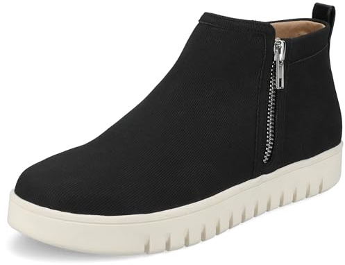 Journee Collection Women's Alita Zippered Ankle Sneaker Booties, Black, 7.5
