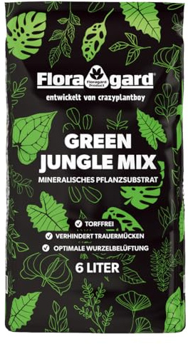 Floragard Green Jungle Mix 6 L – mineralisches Pflanzsubstrat für Monstera, Philodendron – sorgt für optimale Drainage & gesundes Wurzelwachstum – ideal für anspruchsvolle Zimmerpflanzen
