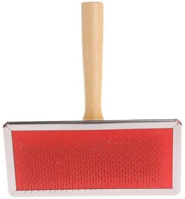 Hundezupfbürste für kleine bis große Hunde – Edelstahl-Pflegebürste mit Holzgriff zum Entfernen von Schmutzverfilzungen und Unterwolle (XL)