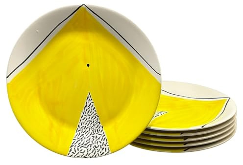 Generico Set da 6 Piatti Piani in Ceramica Artigianale Ø 24 cm Stile Vietrese – Dipinti a Mano – Piatti da Portata e Servizio da Tavola -Vietri-Costiera Amalfitana-Caltagirone-Sicilia–0108251204-6