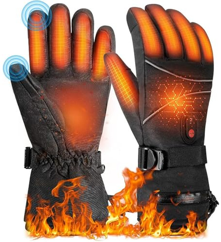 Beheizbare Handschuhe Damen Herren,7.4V 4000 mAh Akku USB Beheizte Handschuhe, 3 Heizstufen,Touchscreen Beheizbare Motorradhandschuhe,fur kifahren,Wandern,Radfahren,Motorradfahren (A)