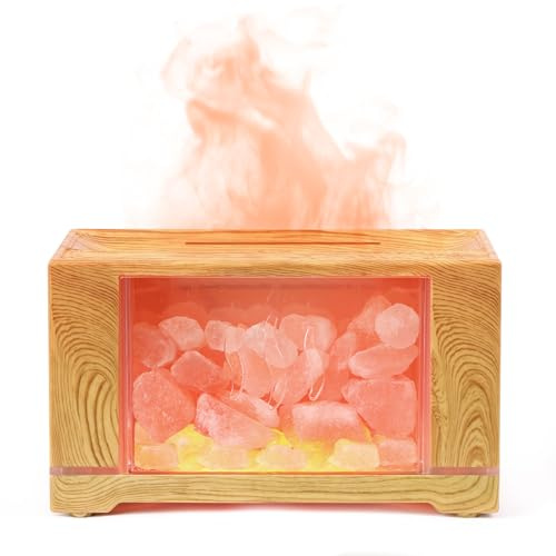 Fefod 2-In-1 Essential Oil Diffuser & Himalayan Salt Lamp, Aromatherapy Diffuser Cool Mist Humidifier with Auto Off Function, 4 Colour Lights, Super Quiet for Bedroom Home Office Yoga Spa, 150ml