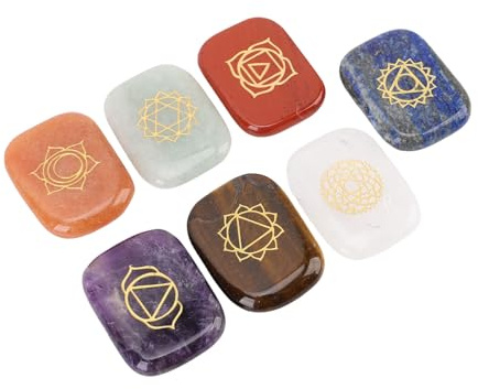 Sorandy 7-teiliges Runenstein-Set, Gravierte Goldene Symbol-Kristallrunen, Wahrsagungssteine ​​mit Samt-Kordelzugbeutel, Ideal für Yoga-Meditations-Anfänger-Sammler