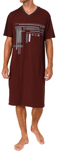 Normann Herren Kurzarm Nachthemd mit eleganten Frontprint – - auch in Übergrössen