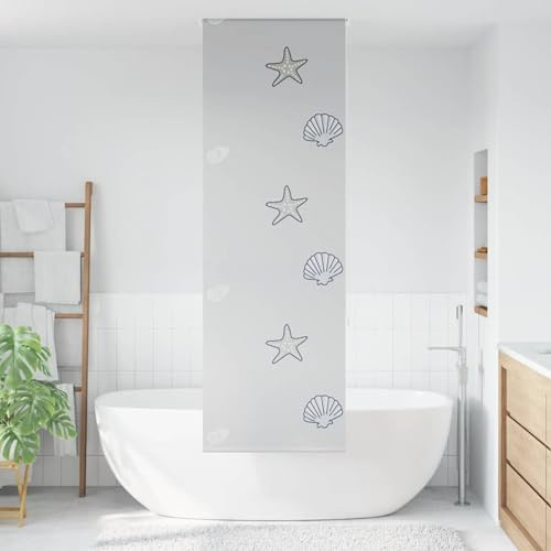 Gecheer Duschrollo 70x240 cm Stoffbreite 66 cm Seesterne, Wasserdicht Badewannenvorhang Duschvorhang mit Seilzug4014888