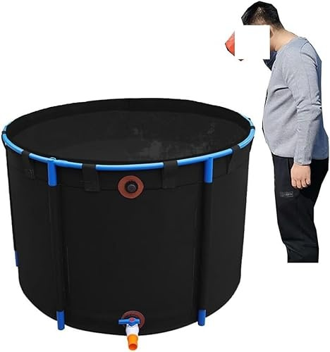 Piscina fuori terra, Laghetto for pesci rossi Koi in tela rotonda flessibile fuori terra in PVC(Black,1x1m)