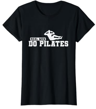 I Veri Uomini Fanno Pilates Powerhouse Body Yoga Maglietta con Stampa Grafica Economica, Donna, Nero, XL