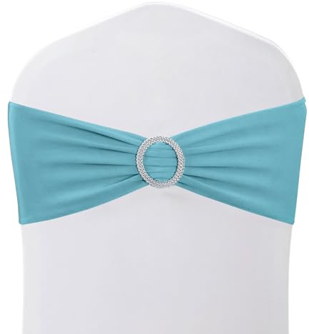 WedDecor Plain Spandex Chair Bands with Slider Buckle, Baby Blue, 1pc