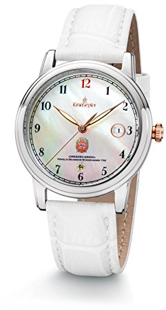 Kronsegler Dresden Green II Damen Quarz Armbanduhr Diamant Quarz Stahl-Perlmutt