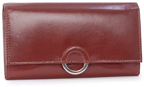 Catwalk Collection Handbags - Grand Portefeuille Femme Cuir - Porte Monnaie - 8 Emplacements pour Cartes - RFID Blocage - Odette - Tanne