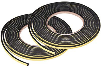 sourcing map Sealing Foam Tape 5mm Wide 3mm Thick 4m/13ft Long, Self Adhesive Weather Strip for Window Door Insulation, Pack of 2