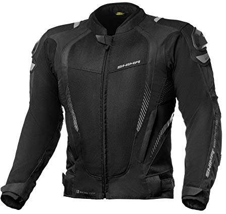 SHIMA MESH PRO Motorradjacke Herren | Sommer Mesh Motorcycle Stadt Textiljacke Männer mit Schulter Schleifers, CE Schulter Ellbogen und Rückenprotektoren, Breitenverstellung (Schwarz, S)