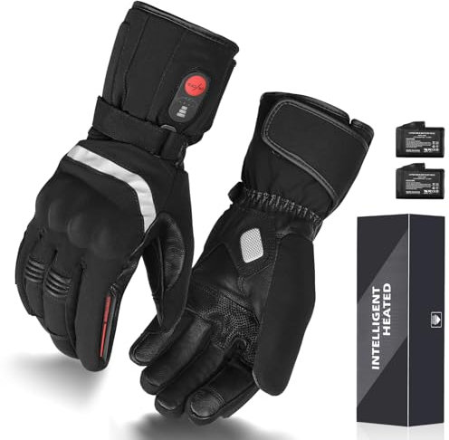 Sun Will Beheizte Motorrad Handschuhe Herren Damen, Winter wasserdichte Beheizbare Warme Handschuhe mit Kohlefaser + PVC Schutz, für Ski, Snowboard, Wandern & Outdoor Work Thermo (Black02, M)