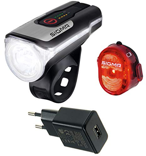 SIGMA Sport Aura 80 USB/Nugget 2 Beleuchtungsset (schwarz mit USB Netzteil)