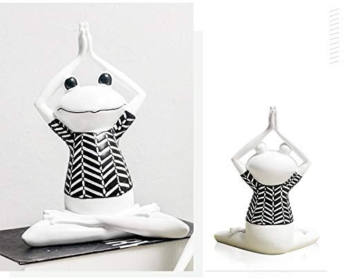 Zuhause Garten Dekoration Harz Schwarz-Weiß-Streifen Frosch Yoga Figuren Tier Yoga Statue Niedlicher Frosch Modell Geschenke
