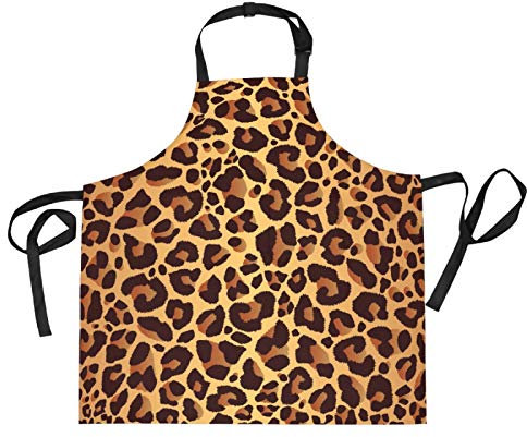 Mnsruu Delantal de cocina abstracto con estampado de leopardo, 27.5 x 29 pulgadas, con 2 bolsillos frontales para mujeres y hombres