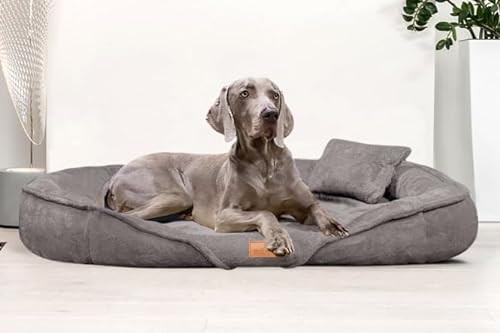 tierlando® Orthopädisches Hundebett Xenia | Kuschelig Flauschiges Hundesofa | Waschbar | Memory Foam XXXL | Graphit Taupe