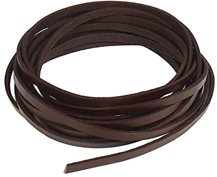 5mm Leather Strap for Crafting, 12 Feet Flat Leather Cord for Jewellery Making Beading, Necklace, Bracelet and DIY Crafts (Brown)