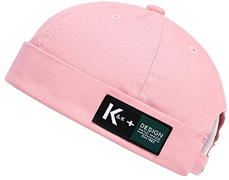 Herrenmütze, Dockermütze, Beanie, Matrosenmütze, Arbeitermütze, Rollmanschette, Retro, randlos, verstellbar, 7731, Rosa, Einheitsgröße