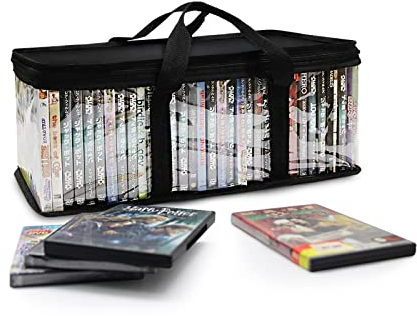 SILD Home DVD Storage Bags Media Case Holder Organizer Bag Black Stackable DVD Holders for BluRay/Movies/Media/PS4 Video Games(40 Each Bag)