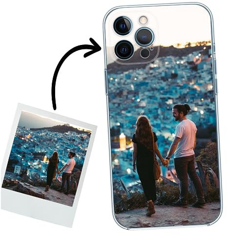 ICOVERI Funda iPhone 12 Pro MAX Personalizada Foto Imagen y/o Letras. Funda Personalizable Silicona Gel Transparente Antigolpes. Carcasa Compatible con iPhone 12 Pro MAX. TPU Flexible Resistente